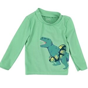 Carter's Toddler Rash Guard Shirt 2T Green Dinosaur Long Sleeve Swim Top